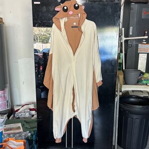 Newcosplay Plush Hooded Animal Onesie Pajama - Cream & Brown